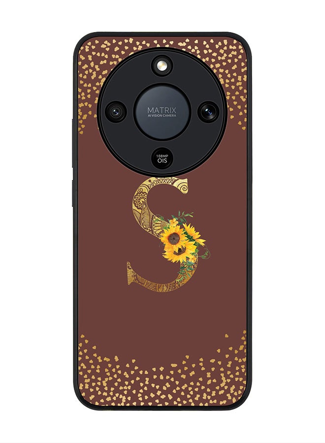 For Honor X9d / Magic8 Lite / X70 Case,Slim fit Camera Protection, Shockproof Thin Phone cover  - Custom Floral Monogram - S  (Brown )
